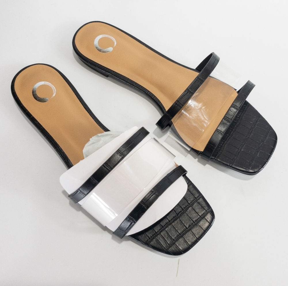 Journee Collection Ramira Slide Sandals Black -7.5 - Picture 7 of 8